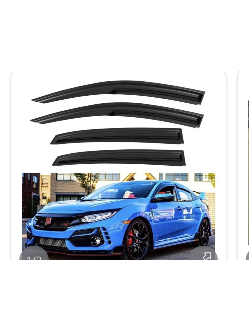 YQAUTEC Window Visors For 2016-2021 Honda Civic Hatchback